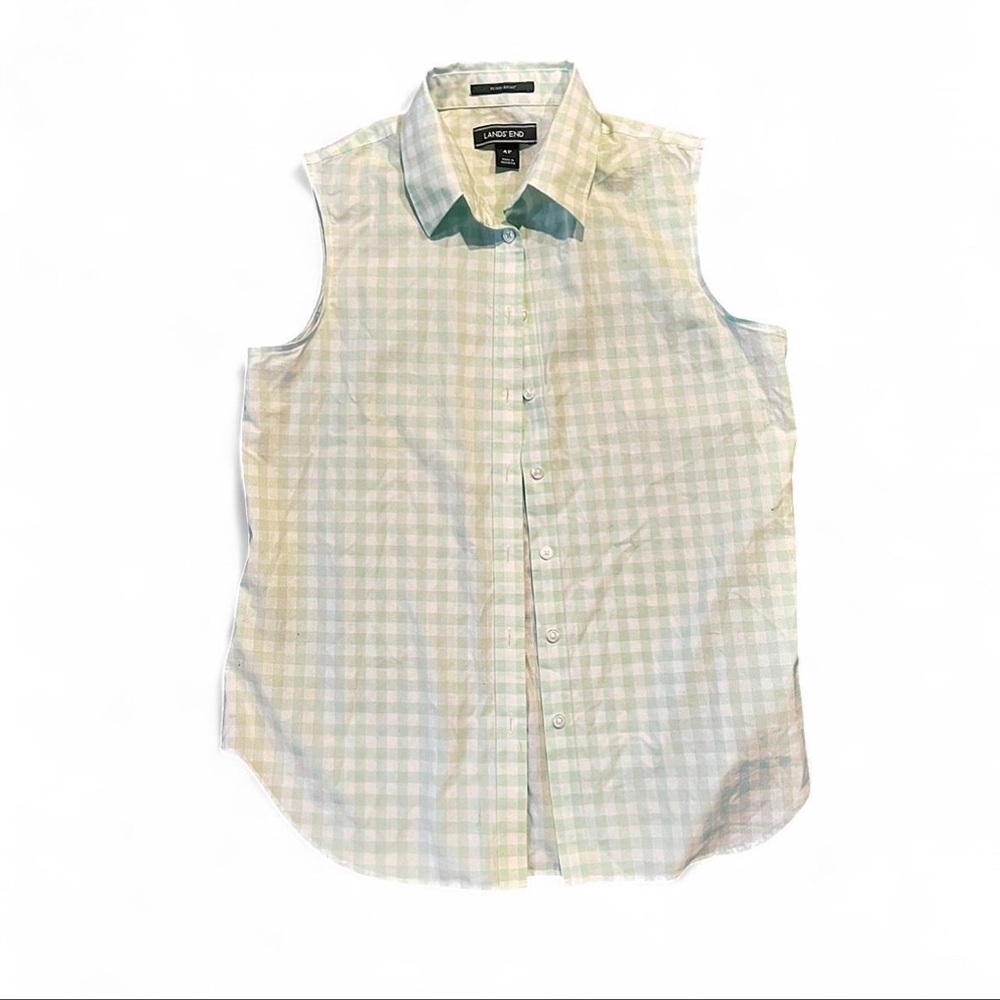 Lands' End Pastel Plaid Sleeveless Shirt